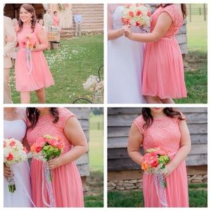 Lace Coral Bridesmaids dress